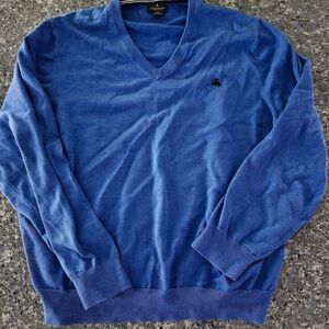 Brooks Brothers V-Neck Sweater in Rich Blue